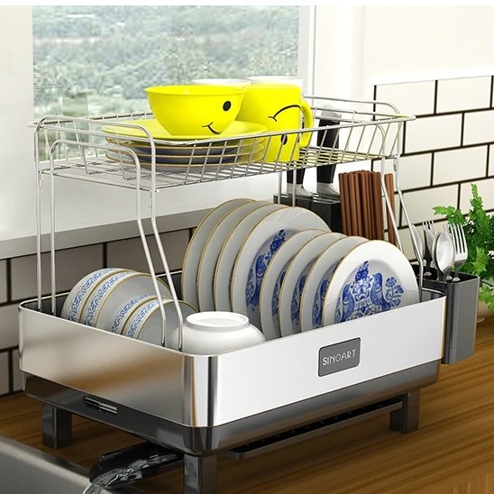 304 Stainless Steel Kitchen Storage Rack(双层碗碟架)