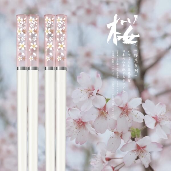 Alloy Chopsticks(粉樱花白色合金筷)