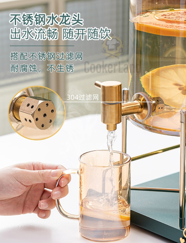 Water Bucket With 6 Glass Cup Set 琥珀水缸套装