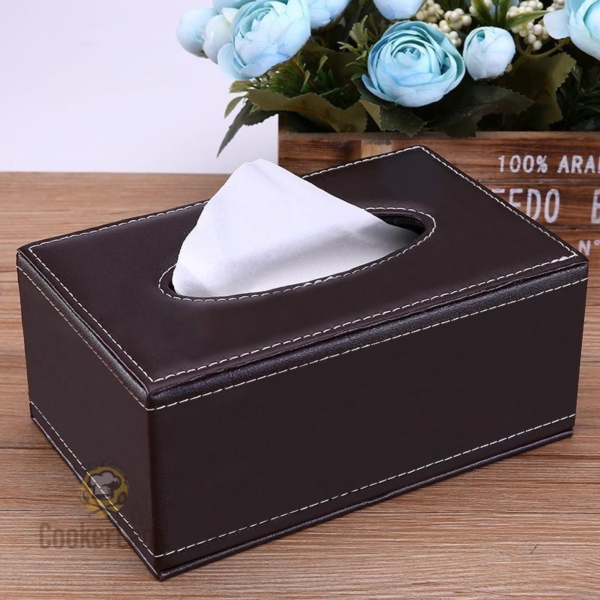 Black Leather Tissue Box 黑色皮革纸巾盒