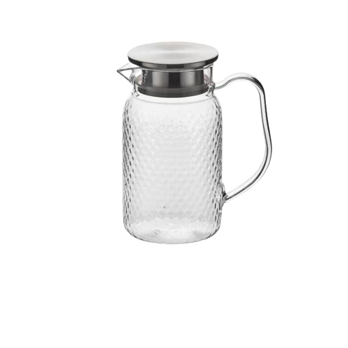 Glass Jug with Cover 带盖玻璃锤纹水壶