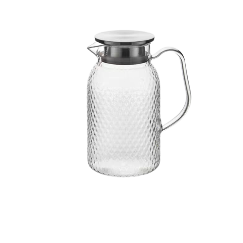 Glass Jug with Cover 带盖玻璃锤纹水壶