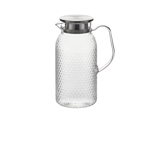 Glass Jug with Cover 带盖玻璃锤纹水壶