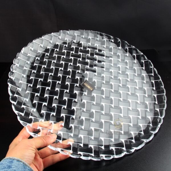 Crystal Glass Woven Pattern Plate 水晶玻璃编织花纹盘