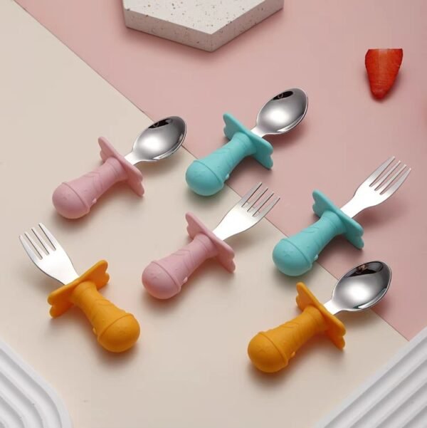 Children Silicone Handle Cutlery Set 儿童硅胶手柄餐具套装