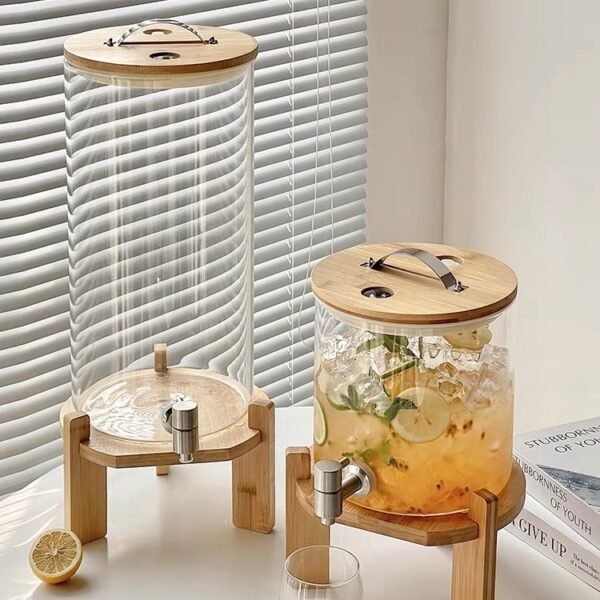 Glass Juice Dispenser with Wooden Stand 玻璃果汁桶